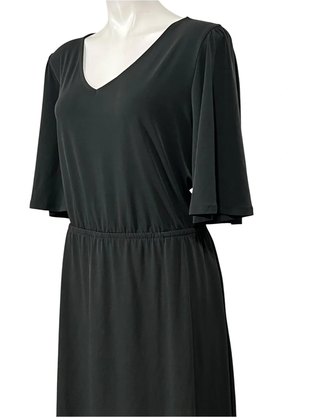Girls with Curves midi dress XL(16-18) Black V-Neck Midi stretch office fall